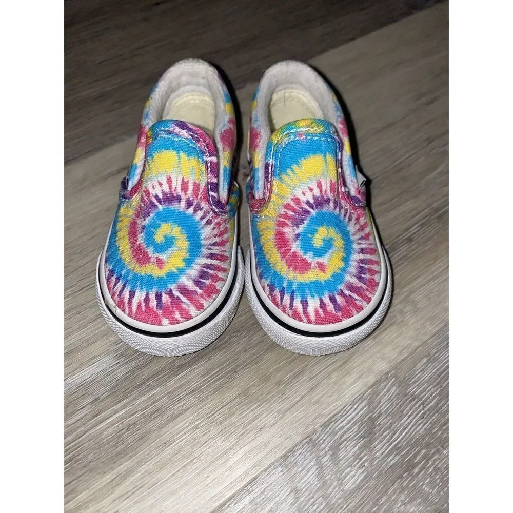 Vans Toddler Slip On Rainbow Tie Dye Shoes. Size